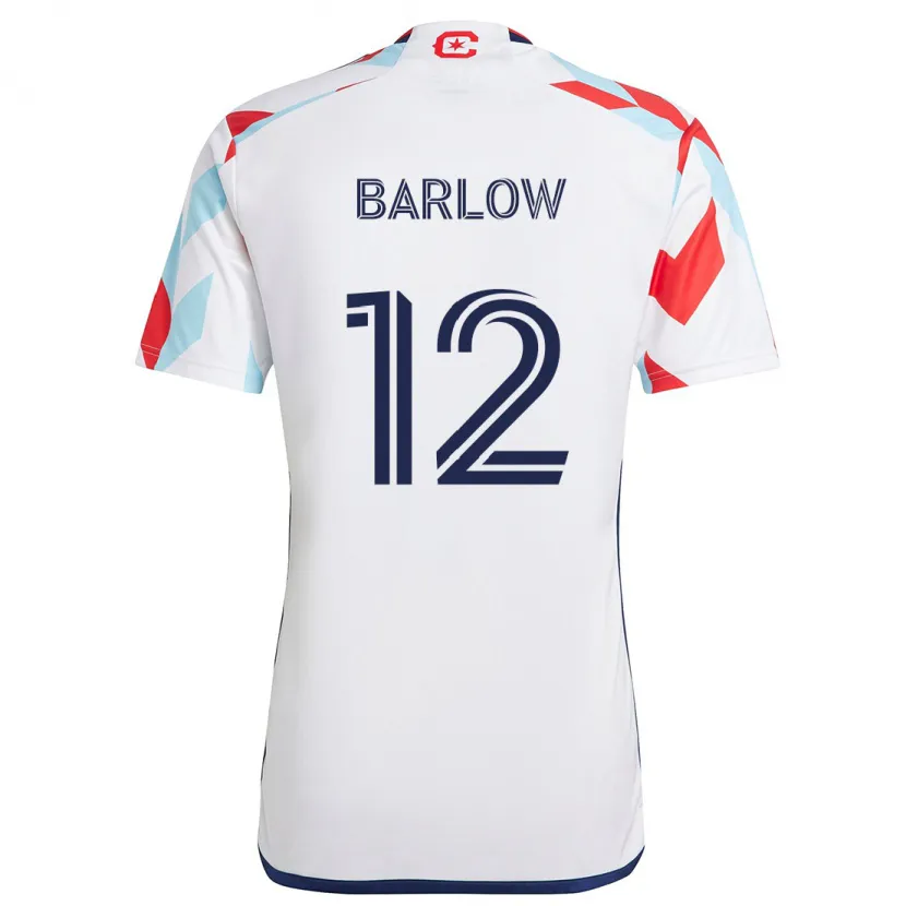 Danxen Enfant Maillot Tom Barlow #12 Blanc Rouge Bleu Tenues Extérieur 2024/25 T-Shirt