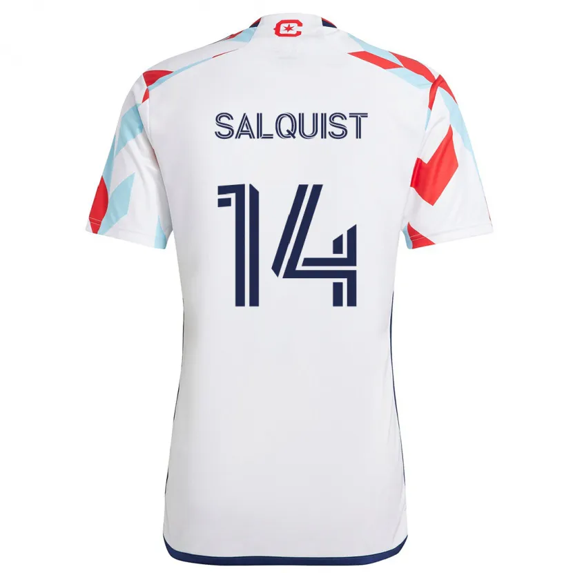 Danxen Enfant Maillot Tobias Salquist #14 Blanc Rouge Bleu Tenues Extérieur 2024/25 T-Shirt