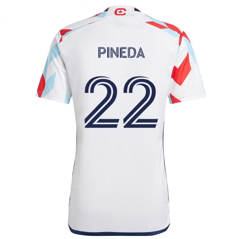 Danxen Enfant Maillot Mauricio Pineda #22 Blanc Rouge Bleu Tenues Extérieur 2024/25 T-Shirt