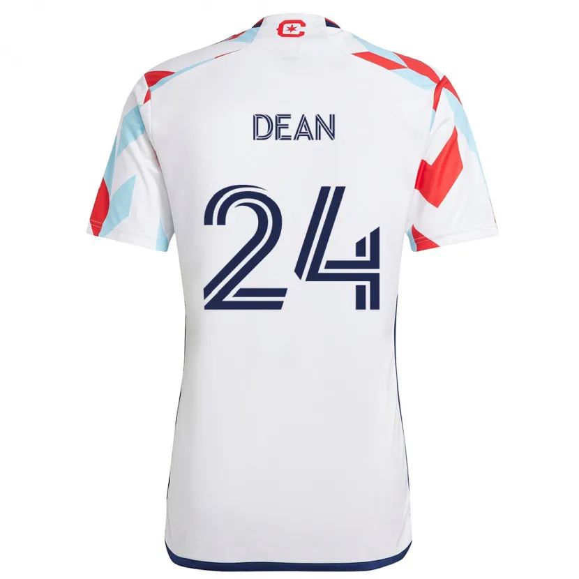 Danxen Enfant Maillot Jonathan Dean #24 Blanc Rouge Bleu Tenues Extérieur 2024/25 T-Shirt