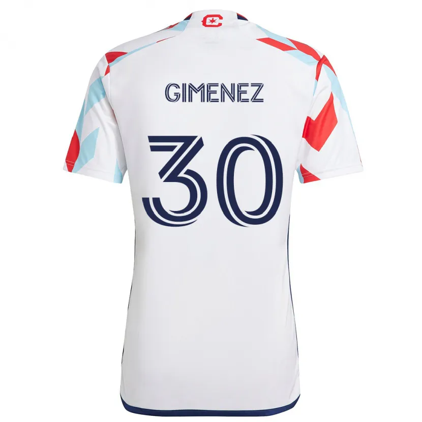 Danxen Enfant Maillot Gastón Giménez #30 Blanc Rouge Bleu Tenues Extérieur 2024/25 T-Shirt