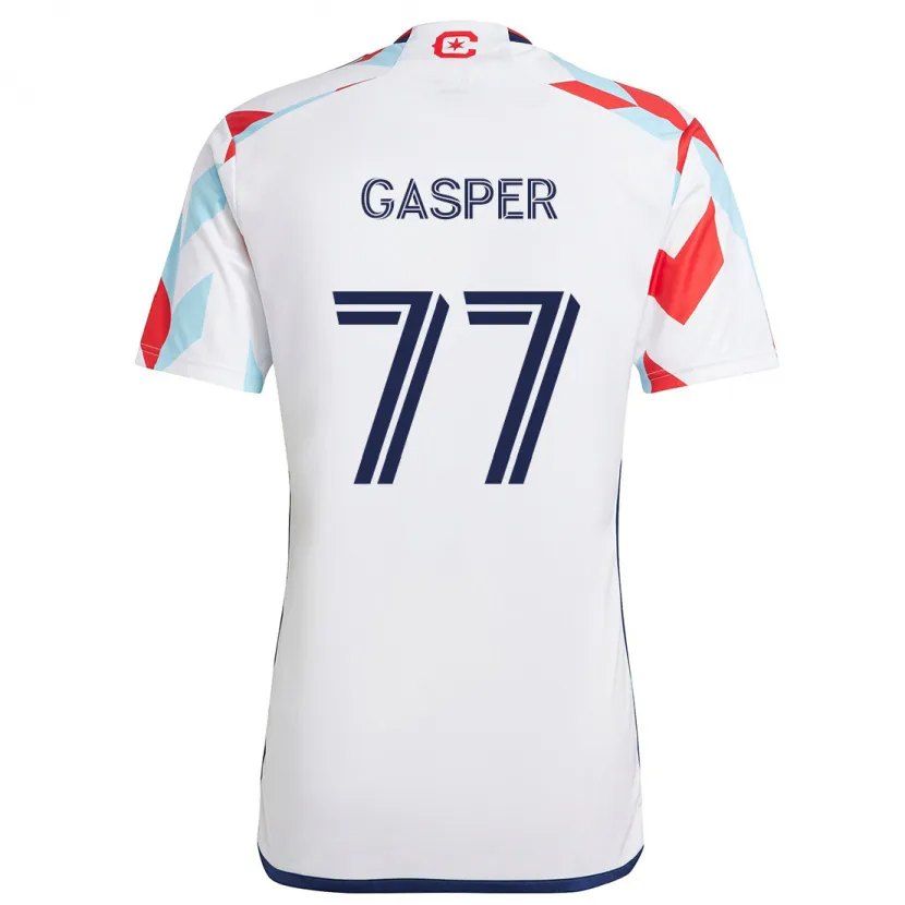 Danxen Enfant Maillot Chase Gasper #77 Blanc Rouge Bleu Tenues Extérieur 2024/25 T-Shirt