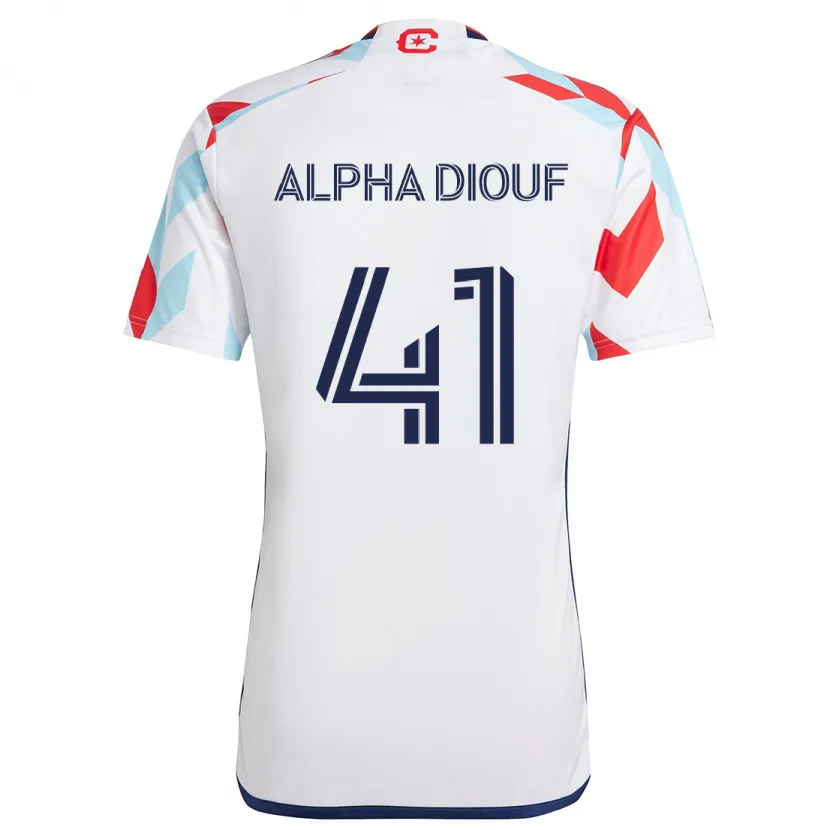 Danxen Enfant Maillot Jean Alpha Diouf #41 Blanc Rouge Bleu Tenues Extérieur 2024/25 T-Shirt