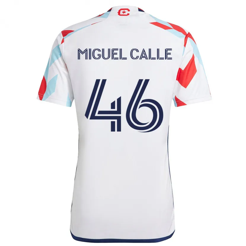 Danxen Enfant Maillot Juan Miguel Calle #46 Blanc Rouge Bleu Tenues Extérieur 2024/25 T-Shirt