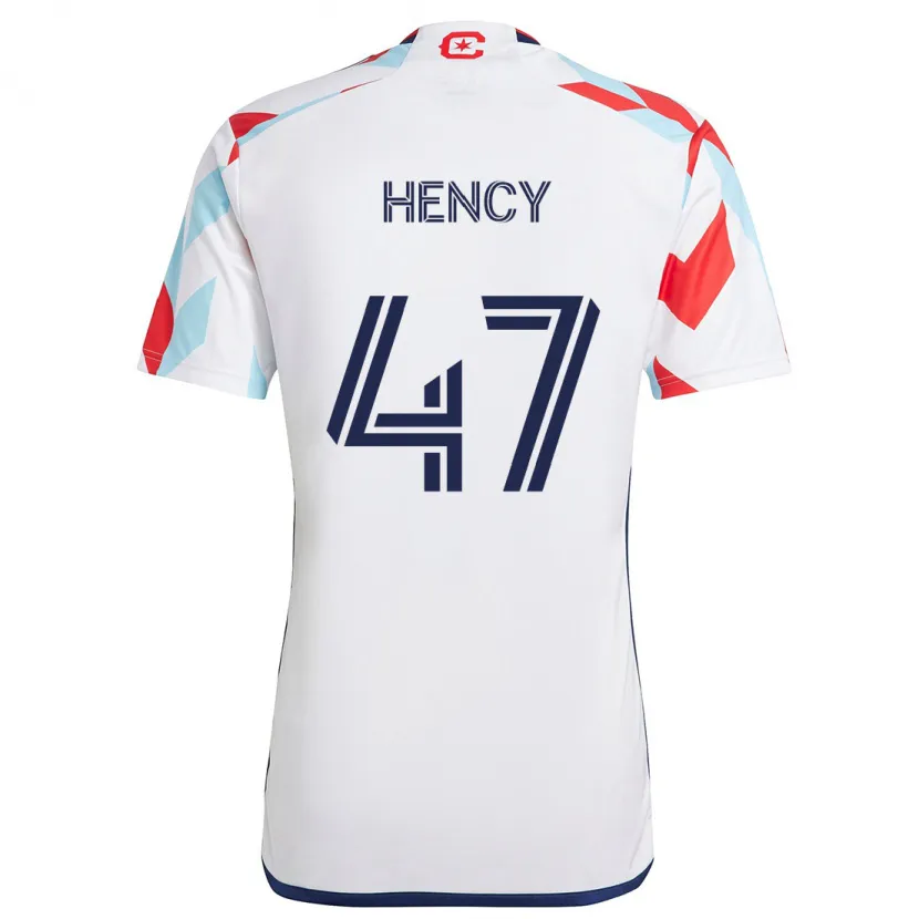 Danxen Enfant Maillot Billy Hency #47 Blanc Rouge Bleu Tenues Extérieur 2024/25 T-Shirt