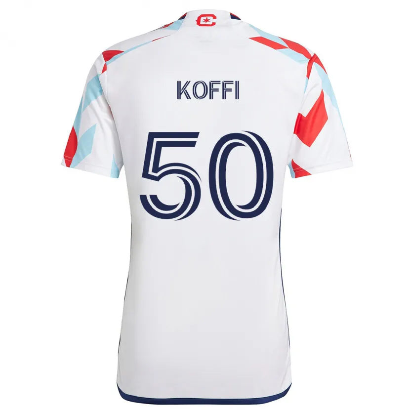 Danxen Enfant Maillot Christian Koffi #50 Blanc Rouge Bleu Tenues Extérieur 2024/25 T-Shirt