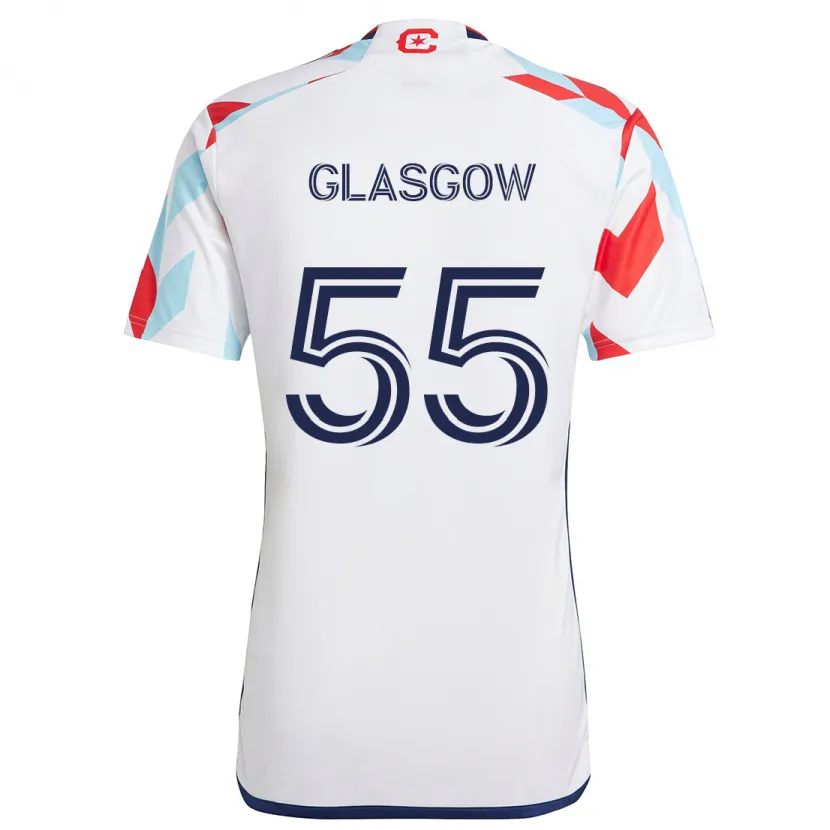 Danxen Enfant Maillot Omari Glasgow #55 Blanc Rouge Bleu Tenues Extérieur 2024/25 T-Shirt