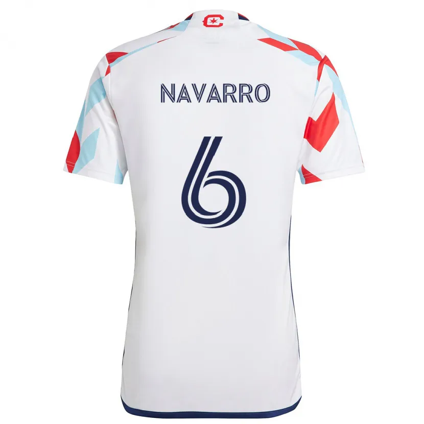 Danxen Enfant Maillot Miguel Navarro #6 Blanc Rouge Bleu Tenues Extérieur 2024/25 T-Shirt