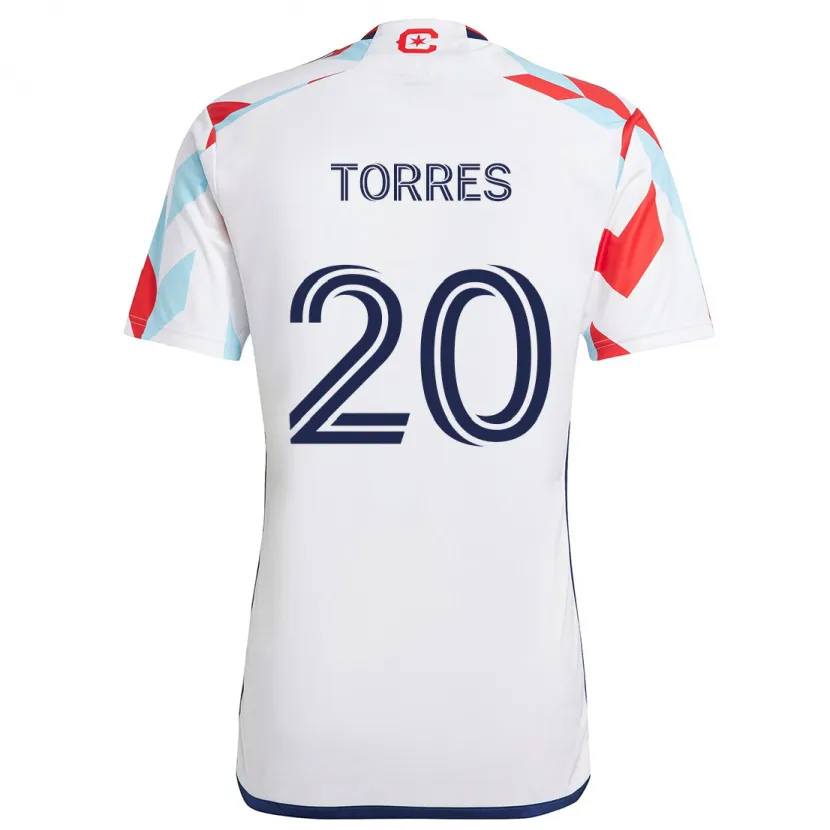 Danxen Enfant Maillot Jairo Torres #20 Blanc Rouge Bleu Tenues Extérieur 2024/25 T-Shirt