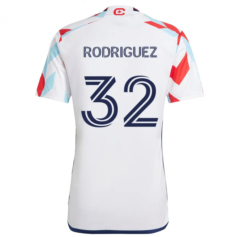 Danxen Enfant Maillot Missael Rodríguez #32 Blanc Rouge Bleu Tenues Extérieur 2024/25 T-Shirt