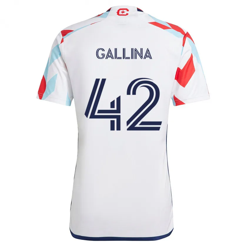 Danxen Enfant Maillot Henrique Gallina #42 Blanc Rouge Bleu Tenues Extérieur 2024/25 T-Shirt