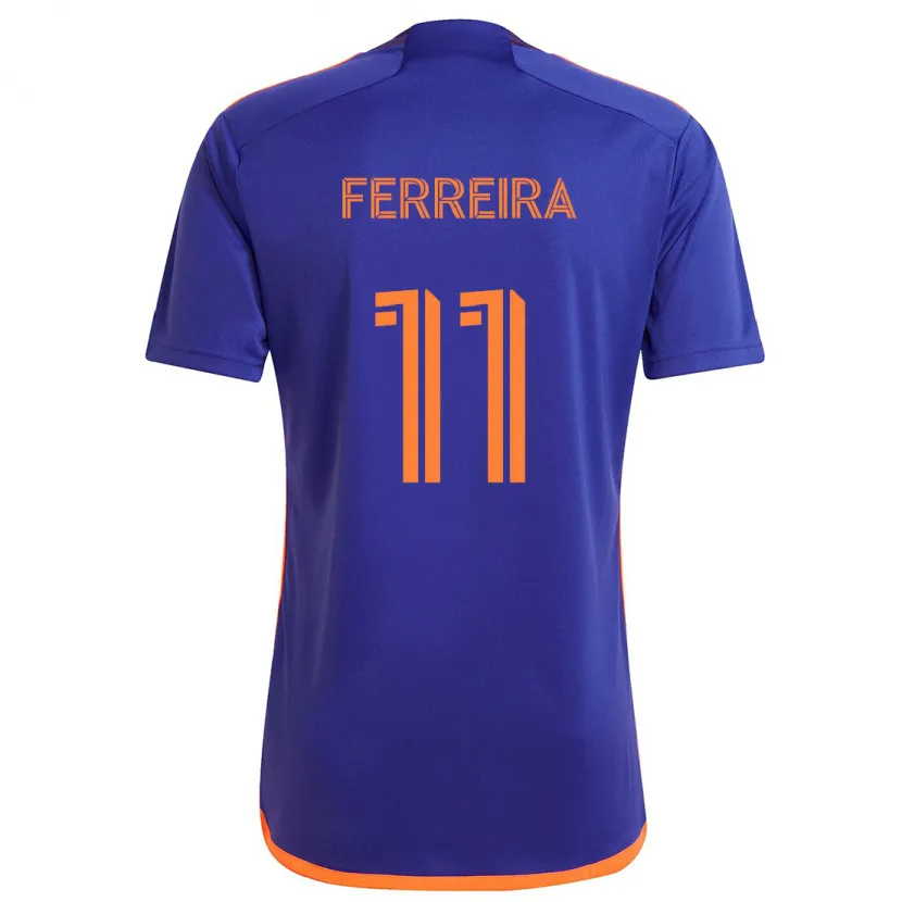 Danxen Enfant Maillot Sebastián Ferreira #11 Violet Orange Tenues Extérieur 2024/25 T-Shirt