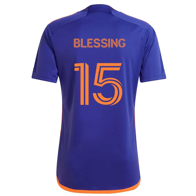 Danxen Enfant Maillot Latif Blessing #15 Violet Orange Tenues Extérieur 2024/25 T-Shirt