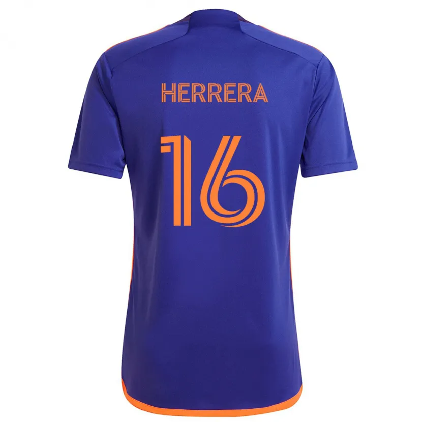 Danxen Enfant Maillot Héctor Herrera #16 Violet Orange Tenues Extérieur 2024/25 T-Shirt