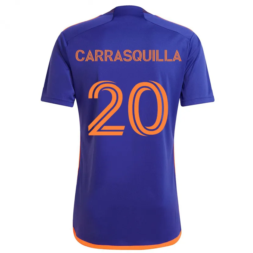 Danxen Enfant Maillot Adalberto Carrasquilla #20 Violet Orange Tenues Extérieur 2024/25 T-Shirt