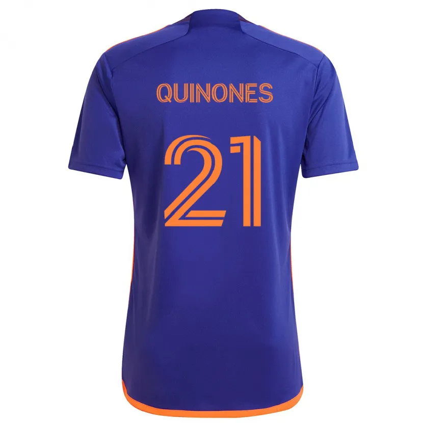 Danxen Enfant Maillot Nelson Quiñónes #21 Violet Orange Tenues Extérieur 2024/25 T-Shirt