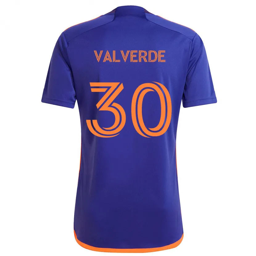 Danxen Enfant Maillot Jefferson Valverde #30 Violet Orange Tenues Extérieur 2024/25 T-Shirt