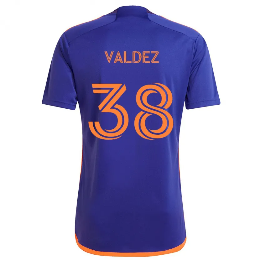 Danxen Enfant Maillot Xavier Valdez #38 Violet Orange Tenues Extérieur 2024/25 T-Shirt