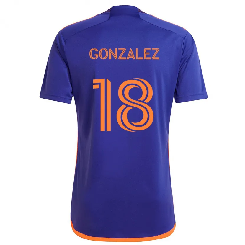 Danxen Enfant Maillot Diego Gonzalez #18 Violet Orange Tenues Extérieur 2024/25 T-Shirt