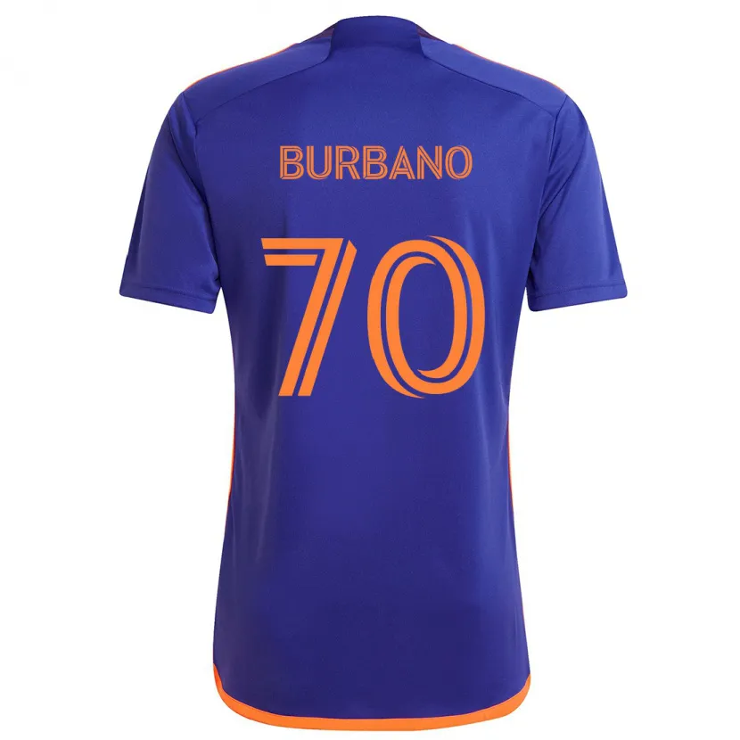 Danxen Enfant Maillot Jordy Burbano #70 Violet Orange Tenues Extérieur 2024/25 T-Shirt