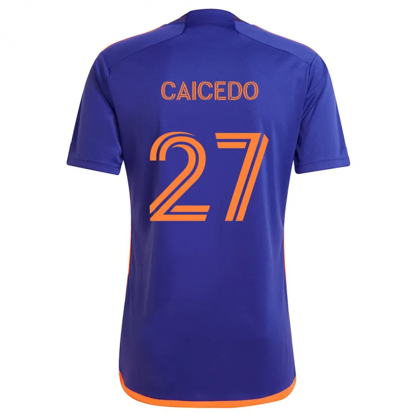 Danxen Enfant Maillot Luis Caicedo #27 Violet Orange Tenues Extérieur 2024/25 T-Shirt