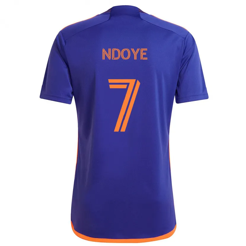 Danxen Enfant Maillot Papa Ndoye #7 Violet Orange Tenues Extérieur 2024/25 T-Shirt