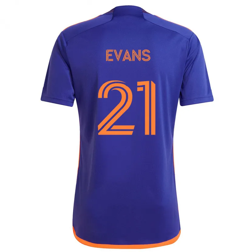 Danxen Enfant Maillot Jacob Evans #21 Violet Orange Tenues Extérieur 2024/25 T-Shirt