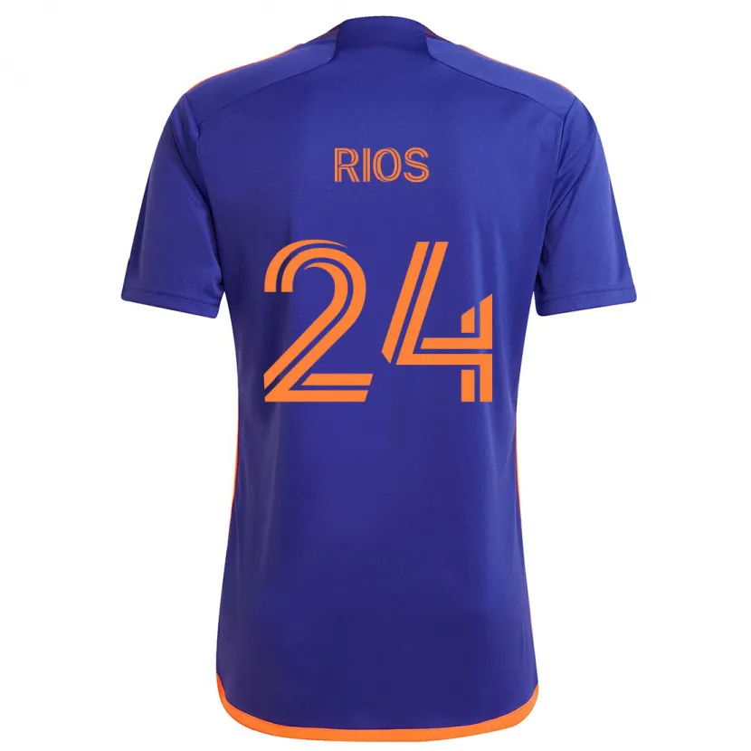 Danxen Enfant Maillot Paolo Ríos #24 Violet Orange Tenues Extérieur 2024/25 T-Shirt