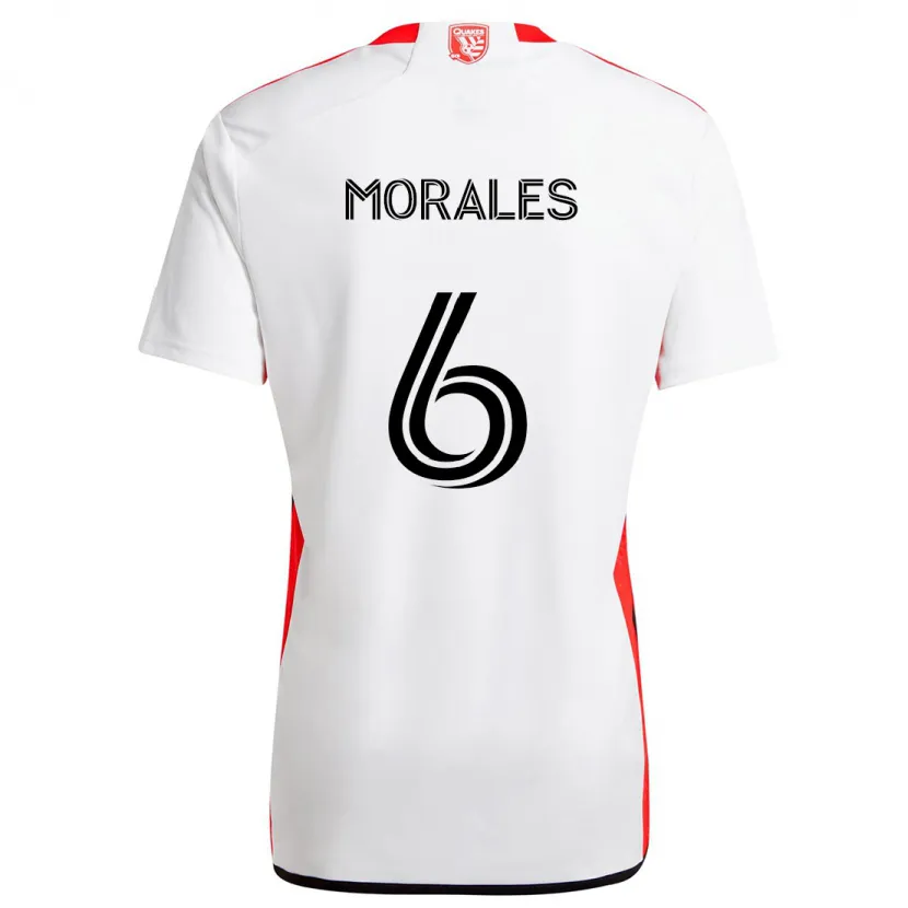 Danxen Enfant Maillot Alfredo Morales #6 Blanc Rouge Tenues Extérieur 2024/25 T-Shirt