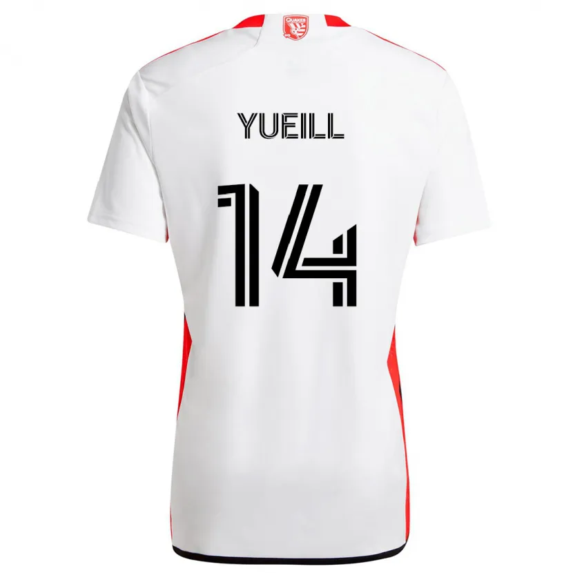 Danxen Enfant Maillot Jackson Yueill #14 Blanc Rouge Tenues Extérieur 2024/25 T-Shirt