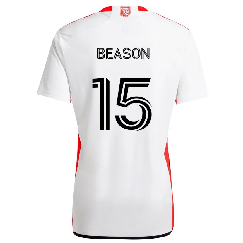 Danxen Enfant Maillot Tanner Beason #15 Blanc Rouge Tenues Extérieur 2024/25 T-Shirt