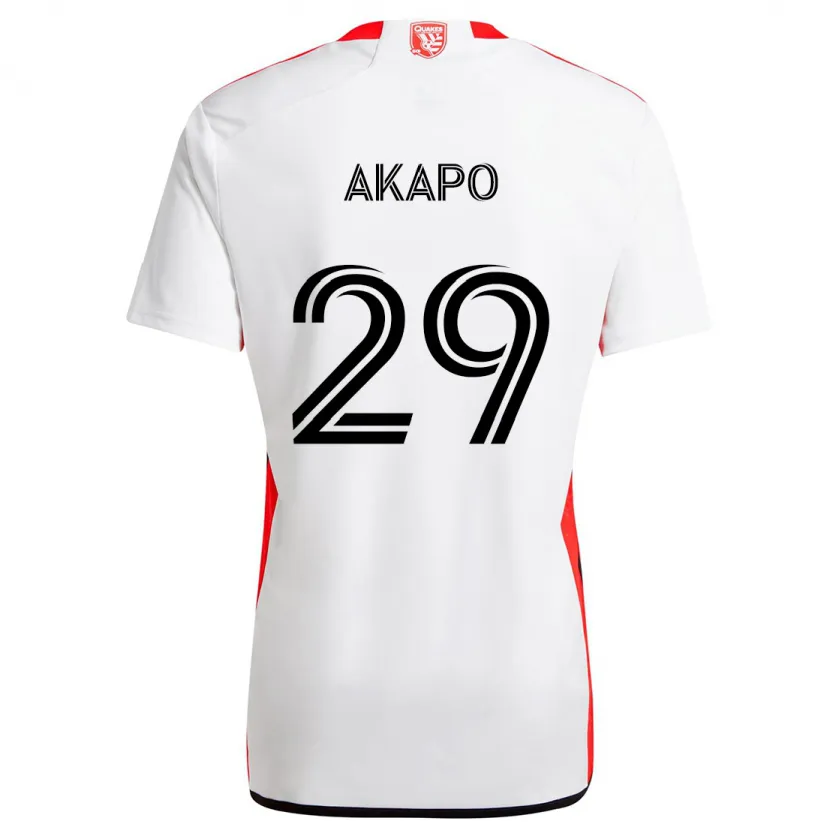 Danxen Enfant Maillot Carlos Akapo #29 Blanc Rouge Tenues Extérieur 2024/25 T-Shirt