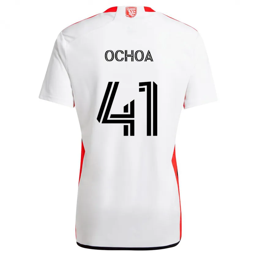 Danxen Enfant Maillot Emmanuel Ochoa #41 Blanc Rouge Tenues Extérieur 2024/25 T-Shirt