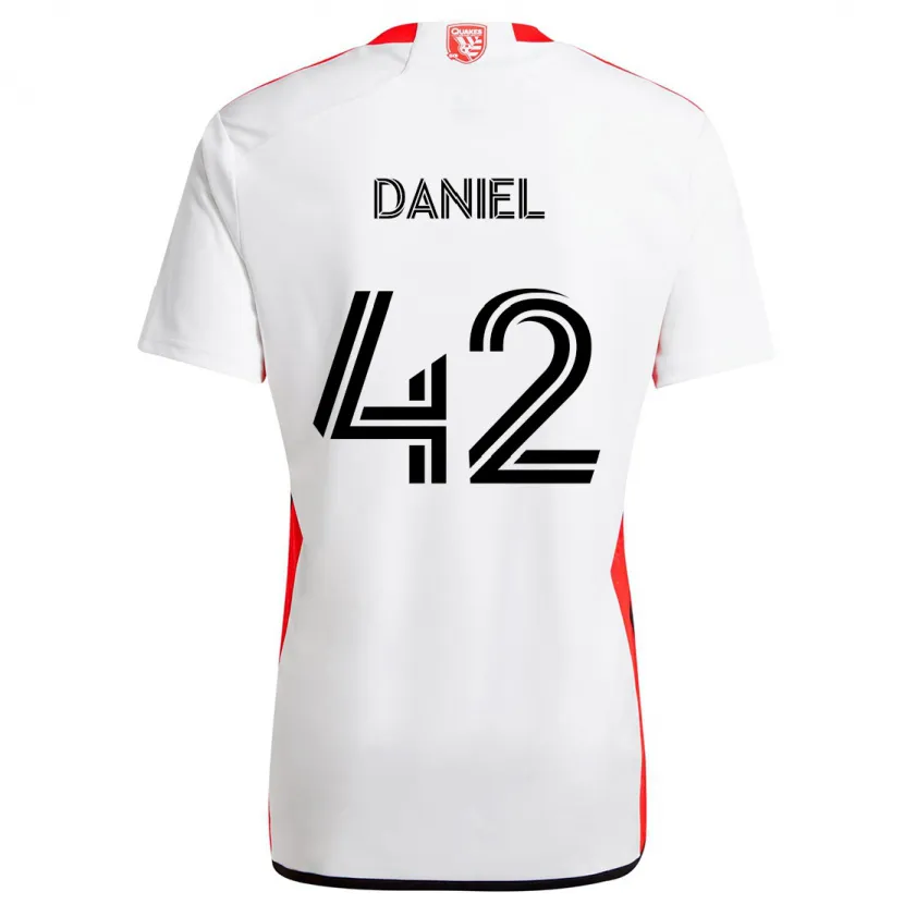 Danxen Enfant Maillot Daniel #42 Blanc Rouge Tenues Extérieur 2024/25 T-Shirt