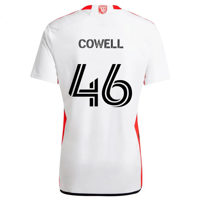 Danxen Enfant Maillot Chance Cowell #46 Blanc Rouge Tenues Extérieur 2024/25 T-Shirt