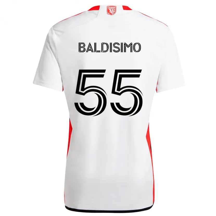 Danxen Enfant Maillot Michael Baldisimo #55 Blanc Rouge Tenues Extérieur 2024/25 T-Shirt