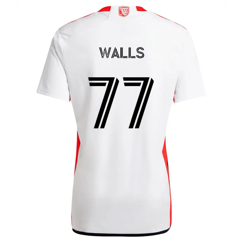 Danxen Enfant Maillot Casey Walls #77 Blanc Rouge Tenues Extérieur 2024/25 T-Shirt