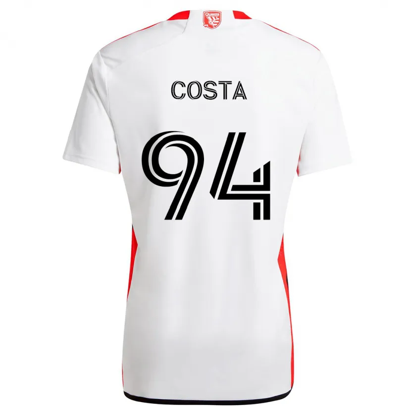 Danxen Enfant Maillot Vítor Costa #94 Blanc Rouge Tenues Extérieur 2024/25 T-Shirt