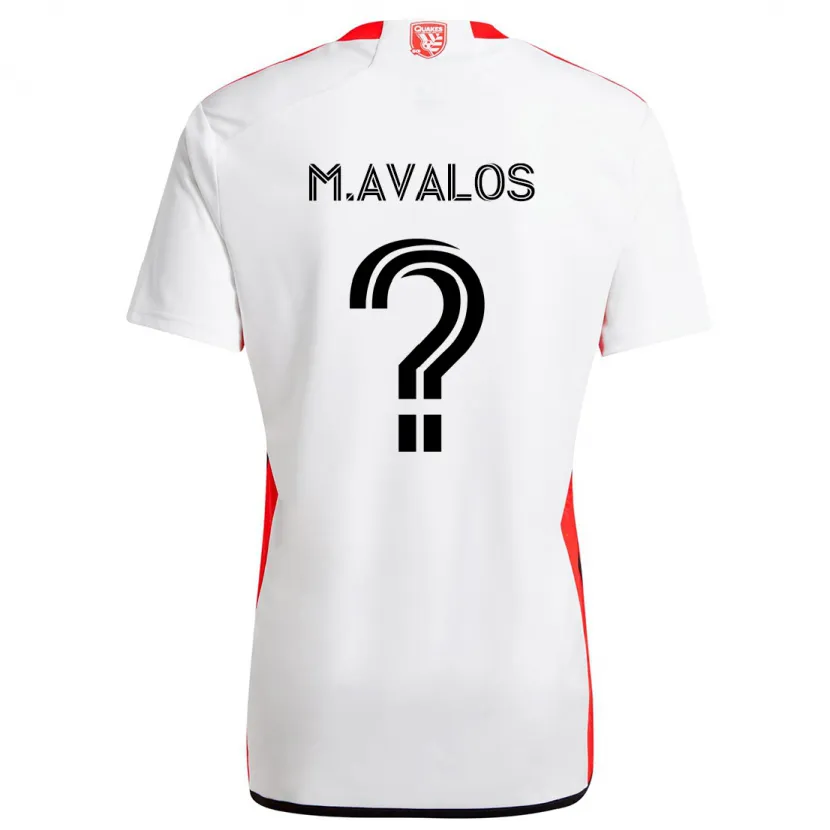 Danxen Enfant Maillot Marcelo Avalos #0 Blanc Rouge Tenues Extérieur 2024/25 T-Shirt