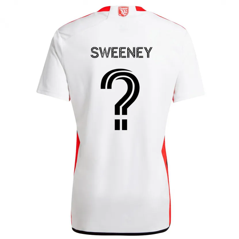 Danxen Enfant Maillot D Sweeney #0 Blanc Rouge Tenues Extérieur 2024/25 T-Shirt