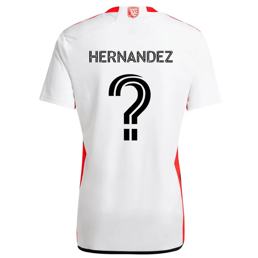 Danxen Enfant Maillot Oliver Hernandez #0 Blanc Rouge Tenues Extérieur 2024/25 T-Shirt