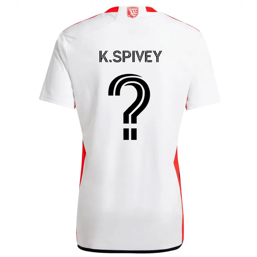 Danxen Enfant Maillot Kaedren Spivey #0 Blanc Rouge Tenues Extérieur 2024/25 T-Shirt