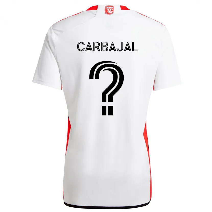 Danxen Enfant Maillot Sebastian Carbajal #0 Blanc Rouge Tenues Extérieur 2024/25 T-Shirt