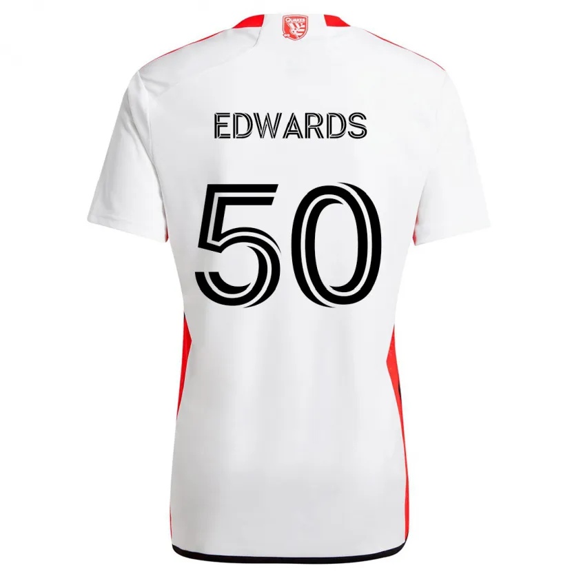 Danxen Enfant Maillot Aaron Edwards #50 Blanc Rouge Tenues Extérieur 2024/25 T-Shirt