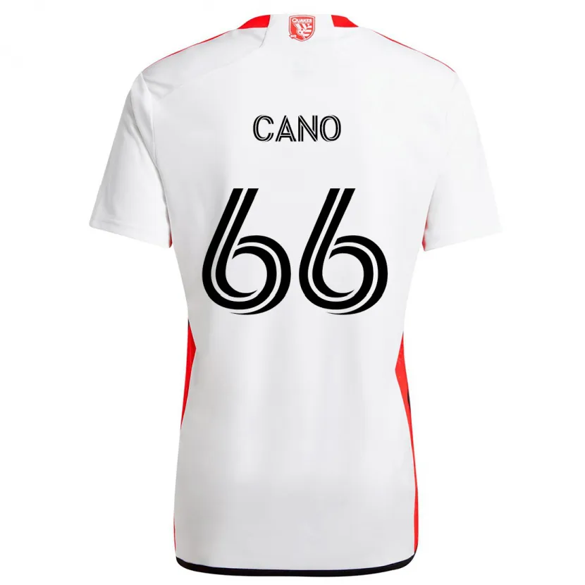 Danxen Enfant Maillot Alejandro Cano #66 Blanc Rouge Tenues Extérieur 2024/25 T-Shirt