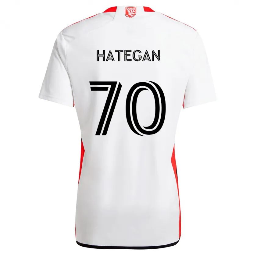 Danxen Enfant Maillot Roberto Hategan #70 Blanc Rouge Tenues Extérieur 2024/25 T-Shirt