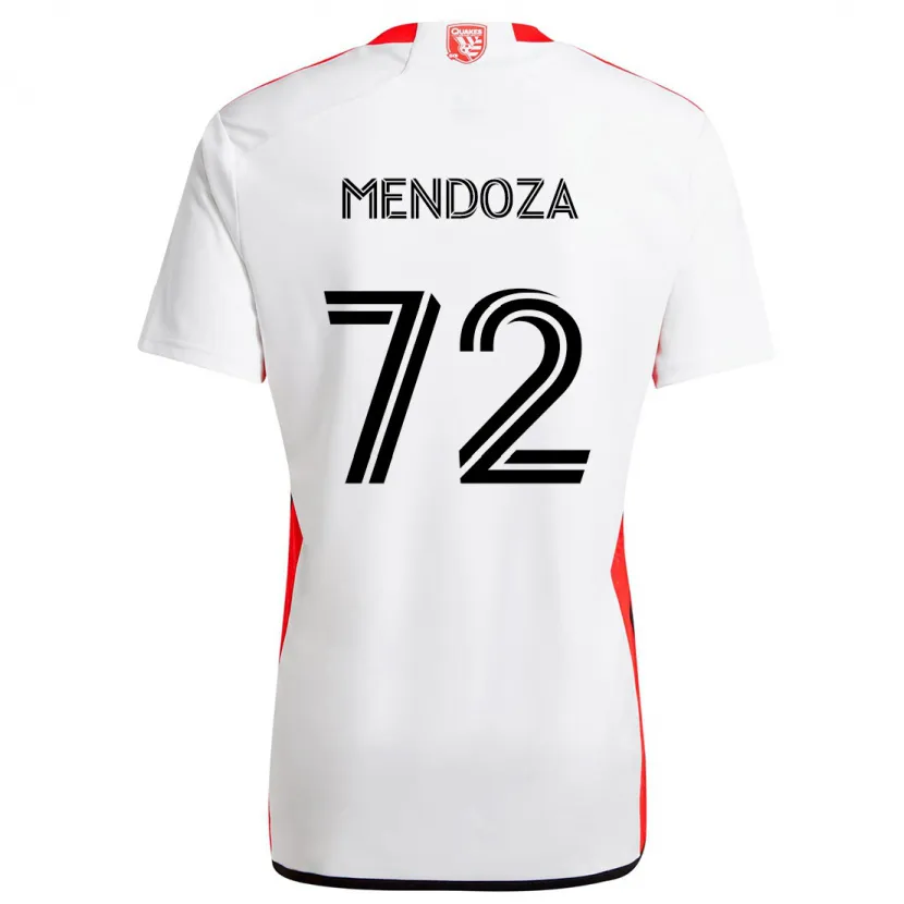 Danxen Enfant Maillot Edwyn Mendoza #72 Blanc Rouge Tenues Extérieur 2024/25 T-Shirt