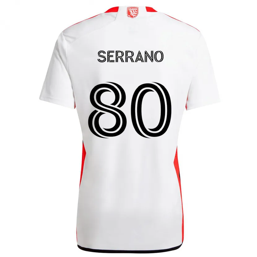 Danxen Enfant Maillot David Serrano #80 Blanc Rouge Tenues Extérieur 2024/25 T-Shirt