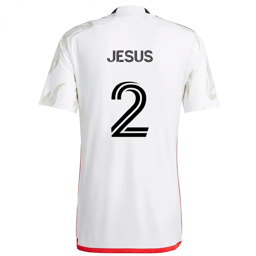 Danxen Enfant Maillot Geovane Jesus #2 Blanc Rouge Noir Tenues Extérieur 2024/25 T-Shirt