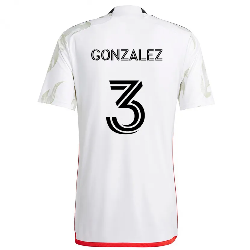 Danxen Enfant Maillot Omar González #3 Blanc Rouge Noir Tenues Extérieur 2024/25 T-Shirt